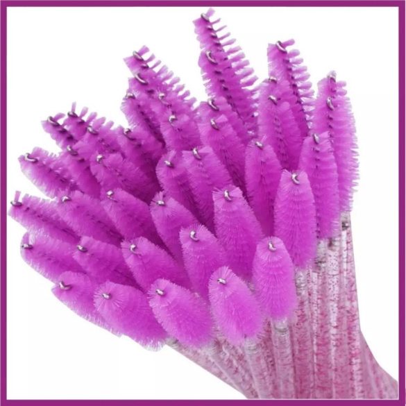 Eyelash comb/brush - purple glitter 50 pcs